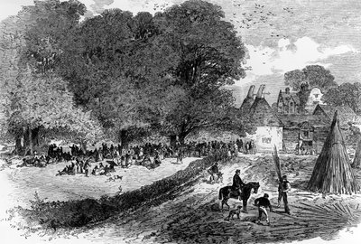In the Kent Hop-Fields, Waiting to be Paid, 1867 by English School